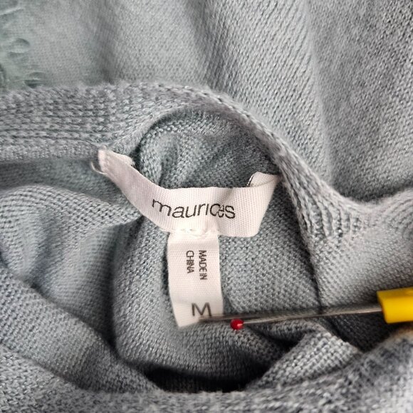 Maurices Medium Lace Open Back V-Neck Long Sleeve Top Shirt Blue Gray - Picture 6 of 7